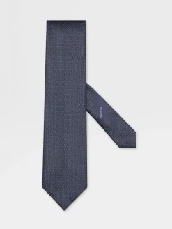 Ties And Bow Ties>ZEGNA Dark Blue CENTO FILI Silk Tie DarkBlue