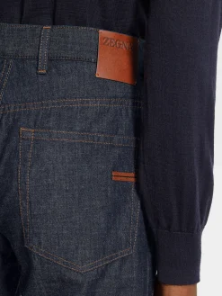 Jeans>ZEGNA Dark Blue Rinse-washed Cotton and Linen Roccia Jeans DarkBlue