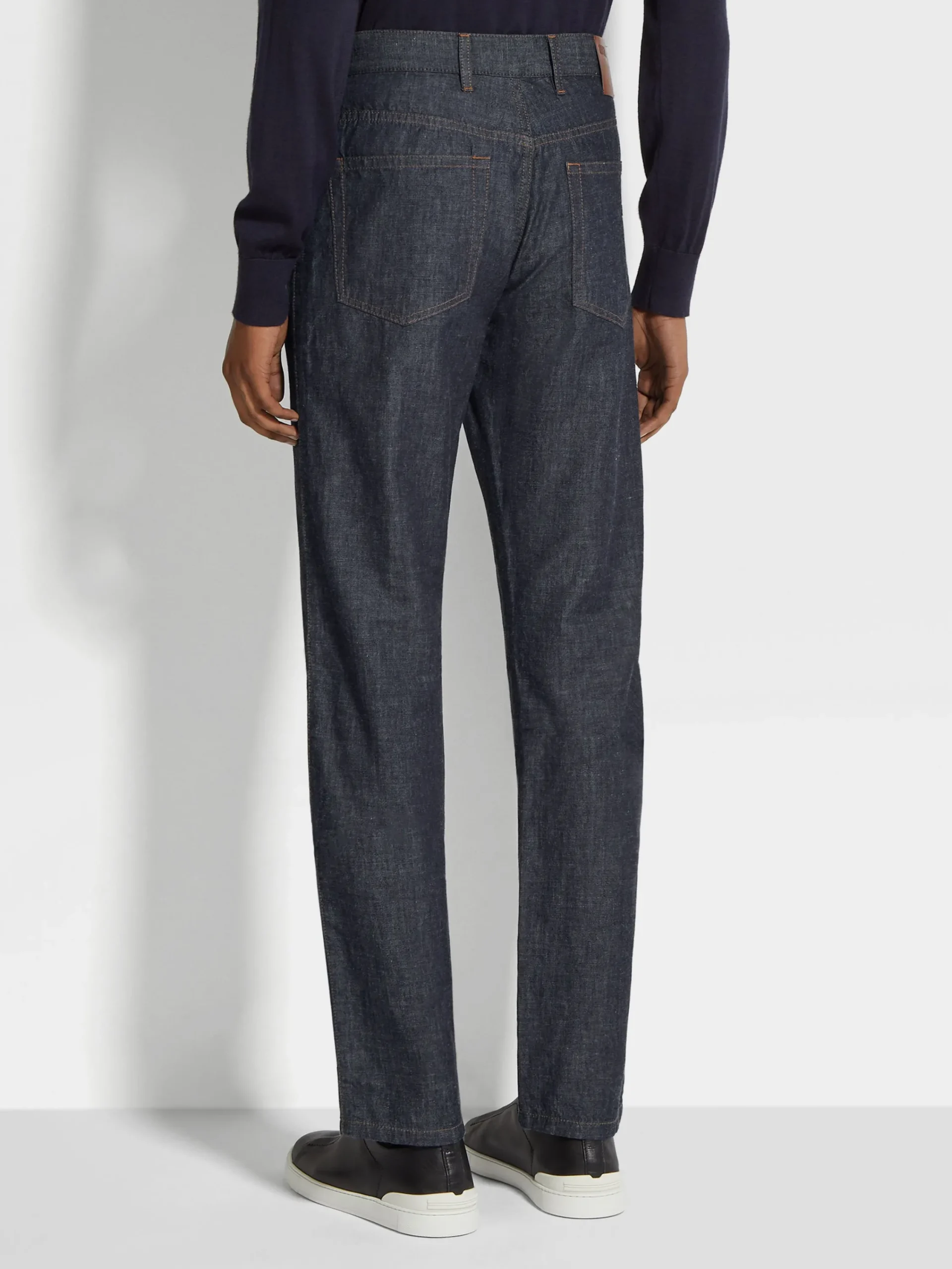 Jeans>ZEGNA Dark Blue Rinse-washed Cotton and Linen Roccia Jeans DarkBlue