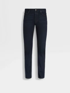 Jeans>ZEGNA Dark Blue Rinse-washed Stretch Cotton Roccia Jeans DarkBlue