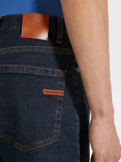 Jeans>ZEGNA Dark Blue Rinse-washed Stretch Cotton Roccia Jeans DarkBlue
