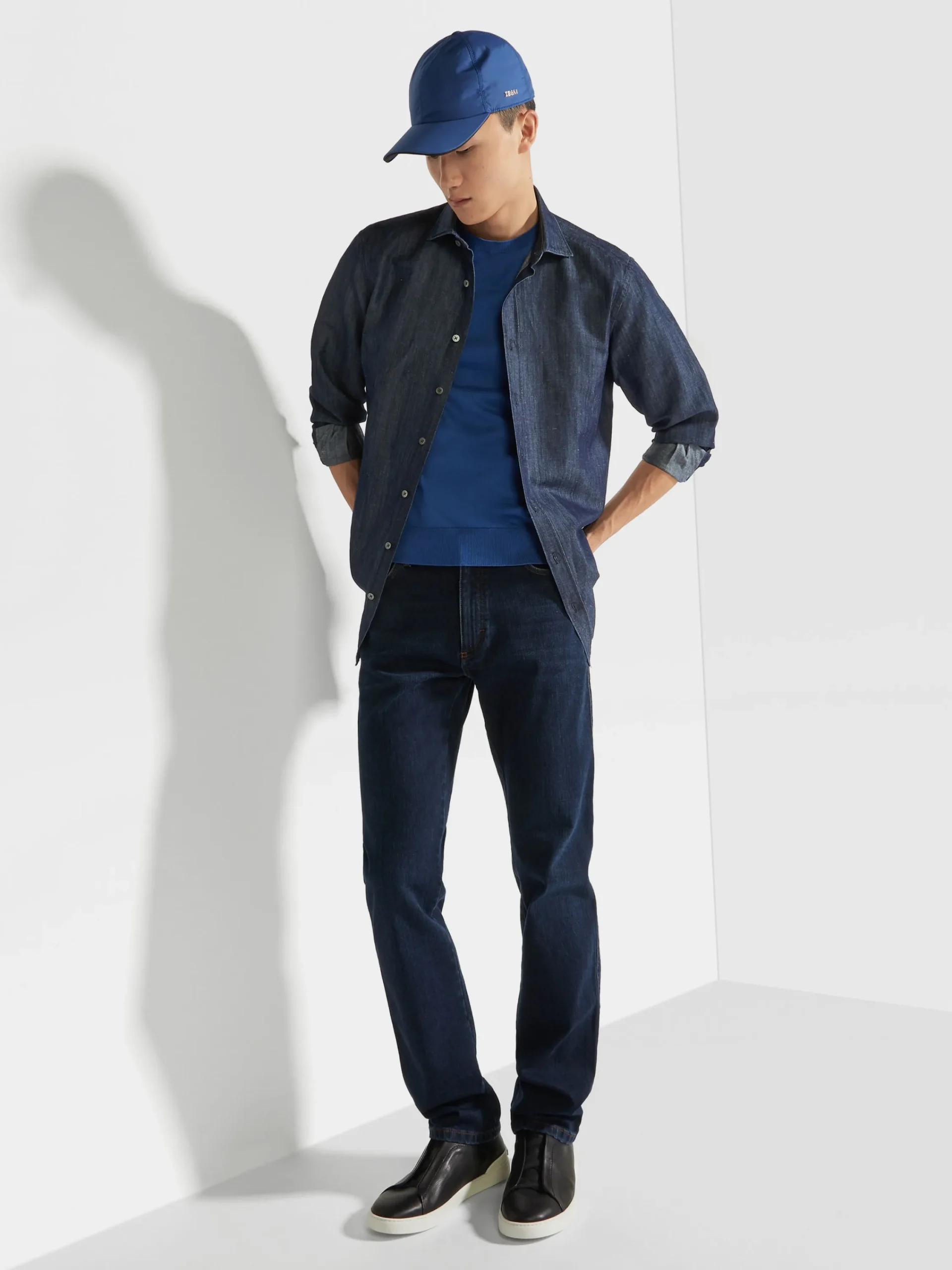 Jeans>ZEGNA Dark Blue Rinse-washed Stretch Cotton Roccia Jeans DarkBlue