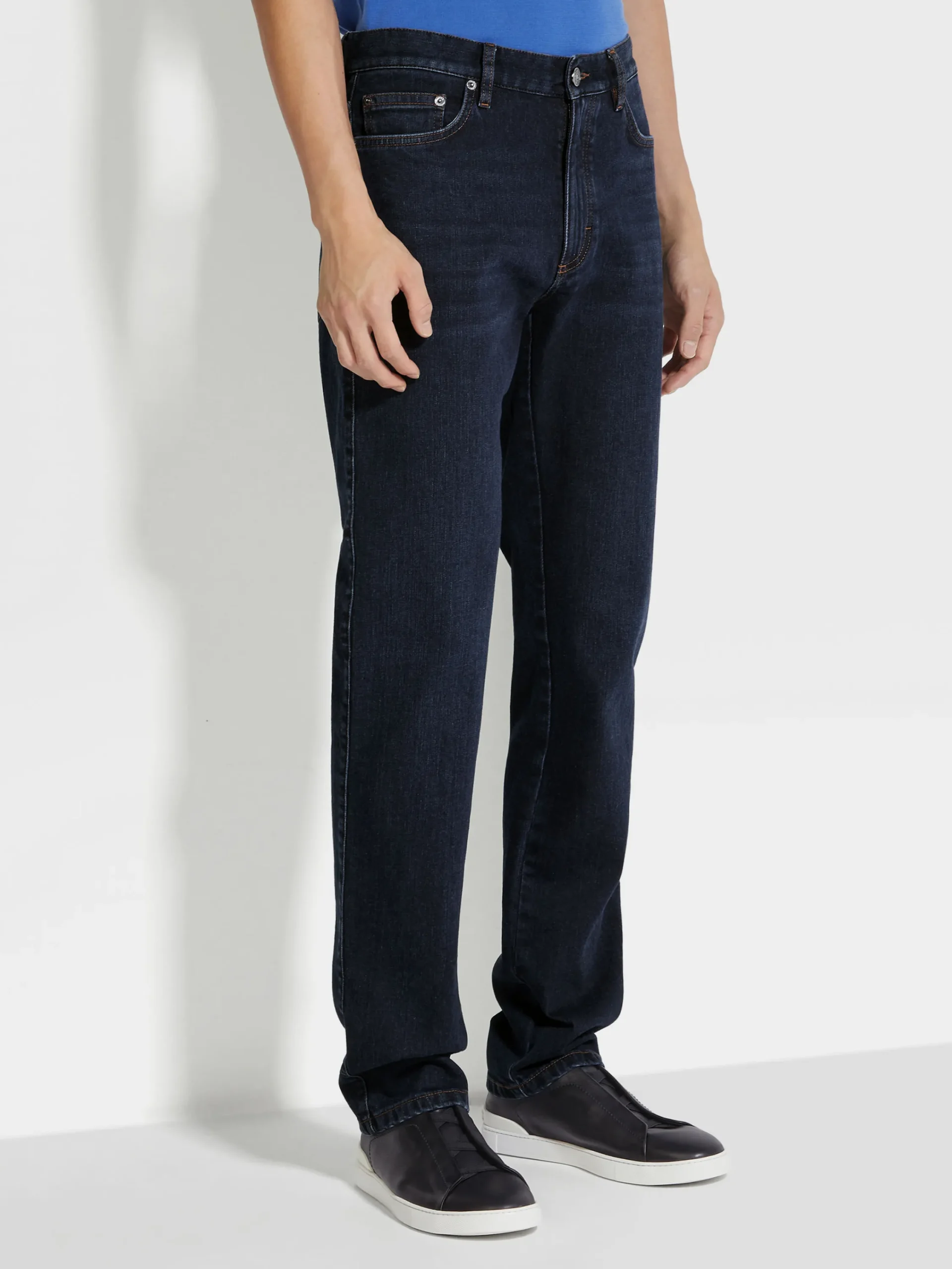 Jeans>ZEGNA Dark Blue Rinse-washed Stretch Cotton Roccia Jeans DarkBlue