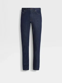 Jeans>ZEGNA Dark Blue Rinse-washed Stretch Cotton Roccia Jeans DarkBlue