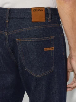 Jeans>ZEGNA Dark Blue Rinse-washed Stretch Cotton Roccia Jeans DarkBlue