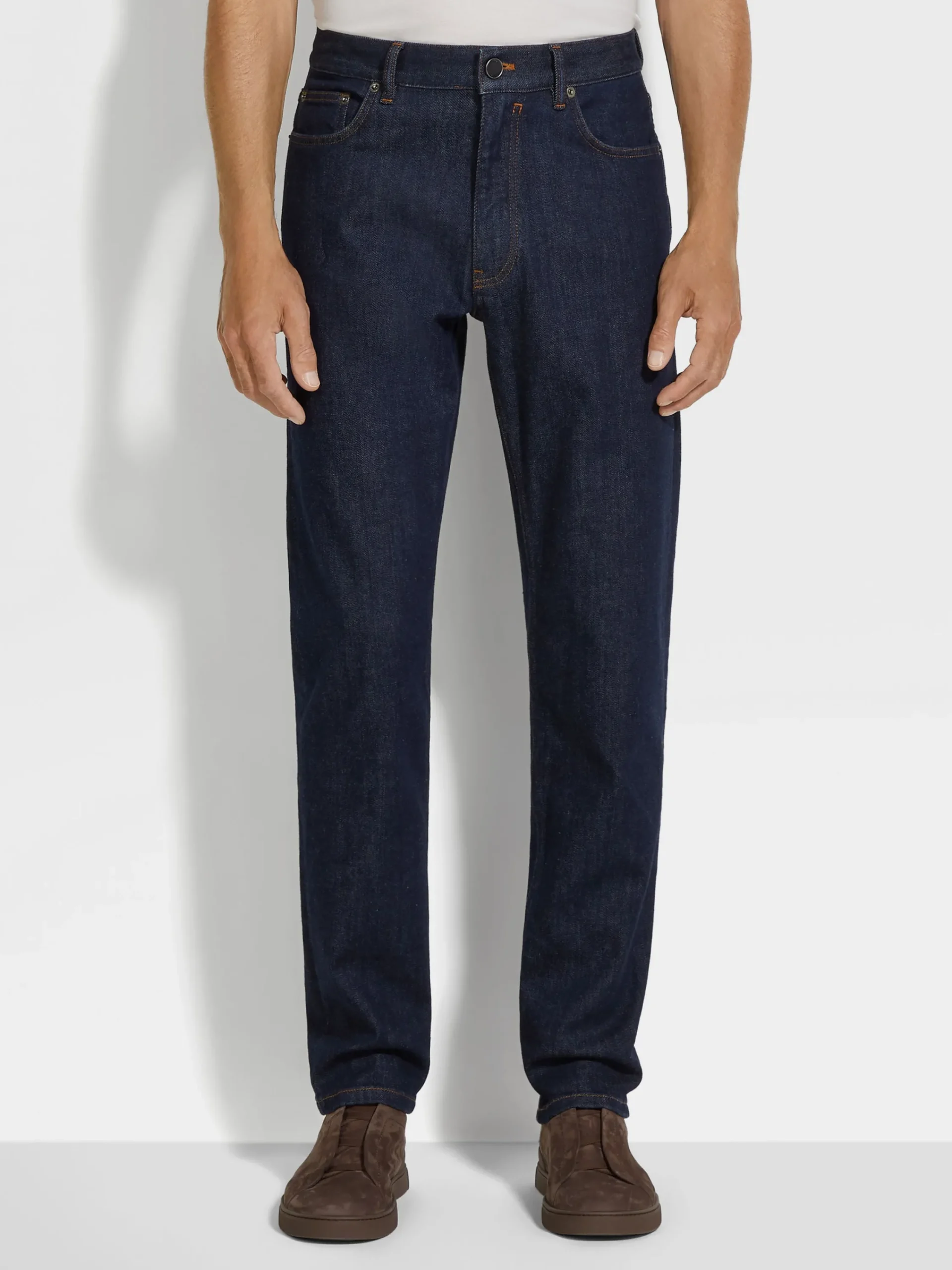 Jeans>ZEGNA Dark Blue Rinse-washed Stretch Cotton Roccia Jeans DarkBlue