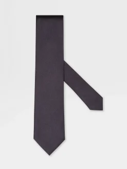 Ties And Bow Ties>ZEGNA Dark Blue Silk Tie DarkBlue