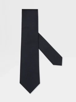 Ties And Bow Ties>ZEGNA Dark Blue Silk Tie DarkBlue