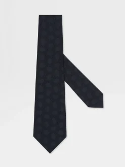 Ties And Bow Ties>ZEGNA Dark Blue Silk Tie DarkBlue