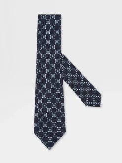 Ties And Bow Ties>ZEGNA Dark Blue Silk Tie DarkBlue
