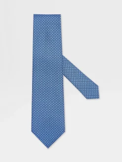 Ties And Bow Ties>ZEGNA Dark Blue Silk Tie DarkBlue