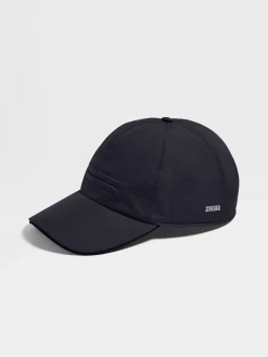 Gloves, Scarves And Hats>ZEGNA Dark Blue Technical Fabric Baseball Cap DarkBlue