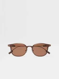 Sunglasses>ZEGNA Dark Bronze Aluminium Sunglasses DarkBronze
