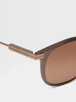 Sunglasses>ZEGNA Dark Bronze Aluminium Sunglasses DarkBronze