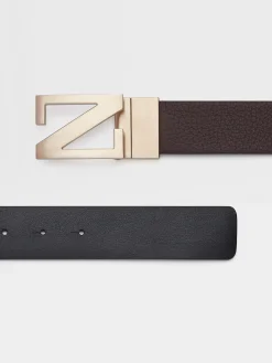 Belts>ZEGNA Dark Brown and Black Reversible Leather Belt DarkBrown/Black