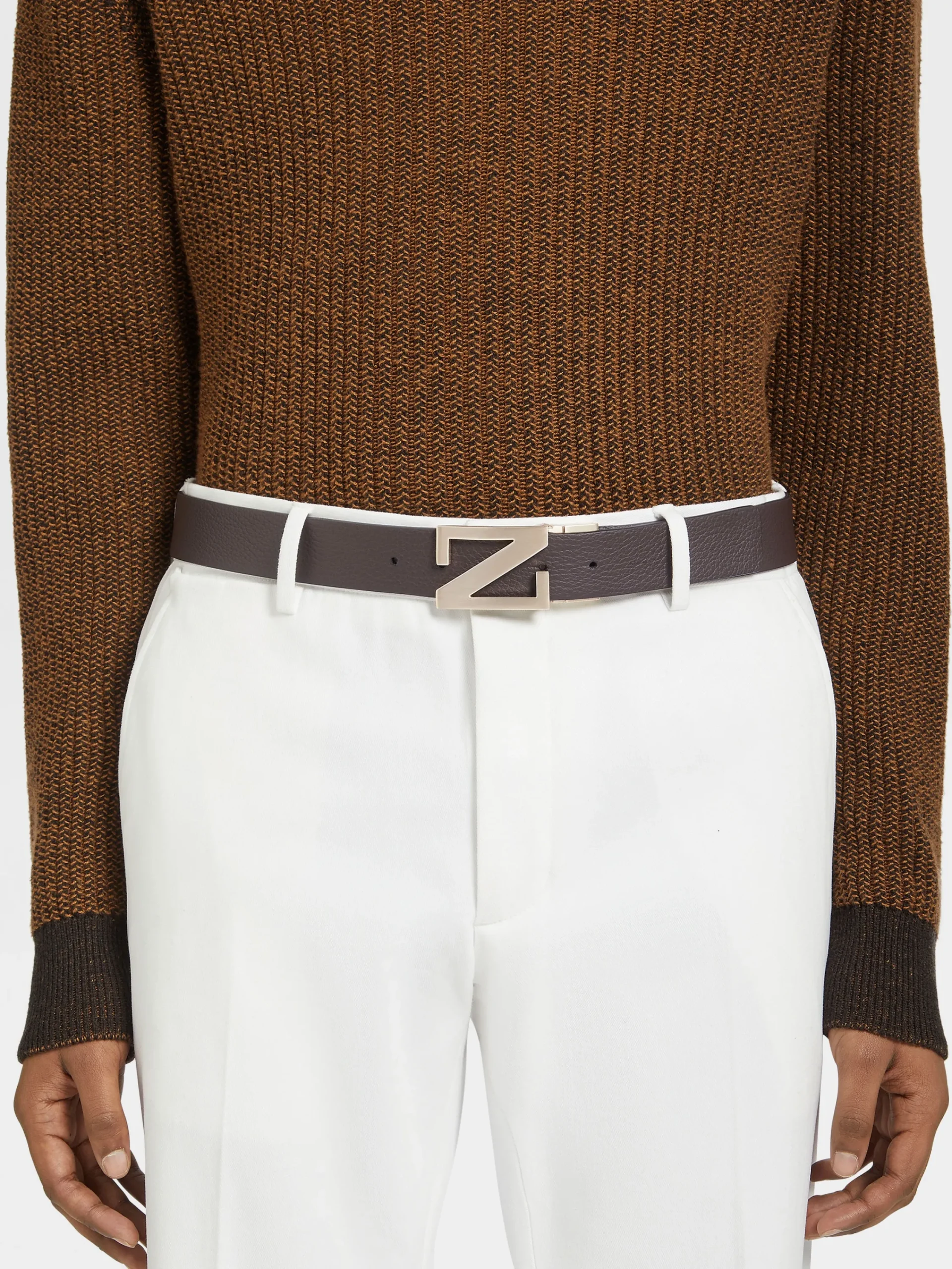 Belts>ZEGNA Dark Brown and Black Reversible Leather Belt DarkBrown/Black