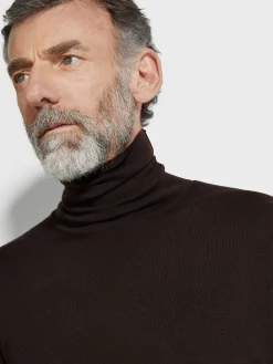 Sweaters>ZEGNA Dark Brown Cashseta Turtleneck DarkBrown