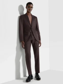 Suits>ZEGNA Dark Brown Centoventimila Wool Suit DarkBrown