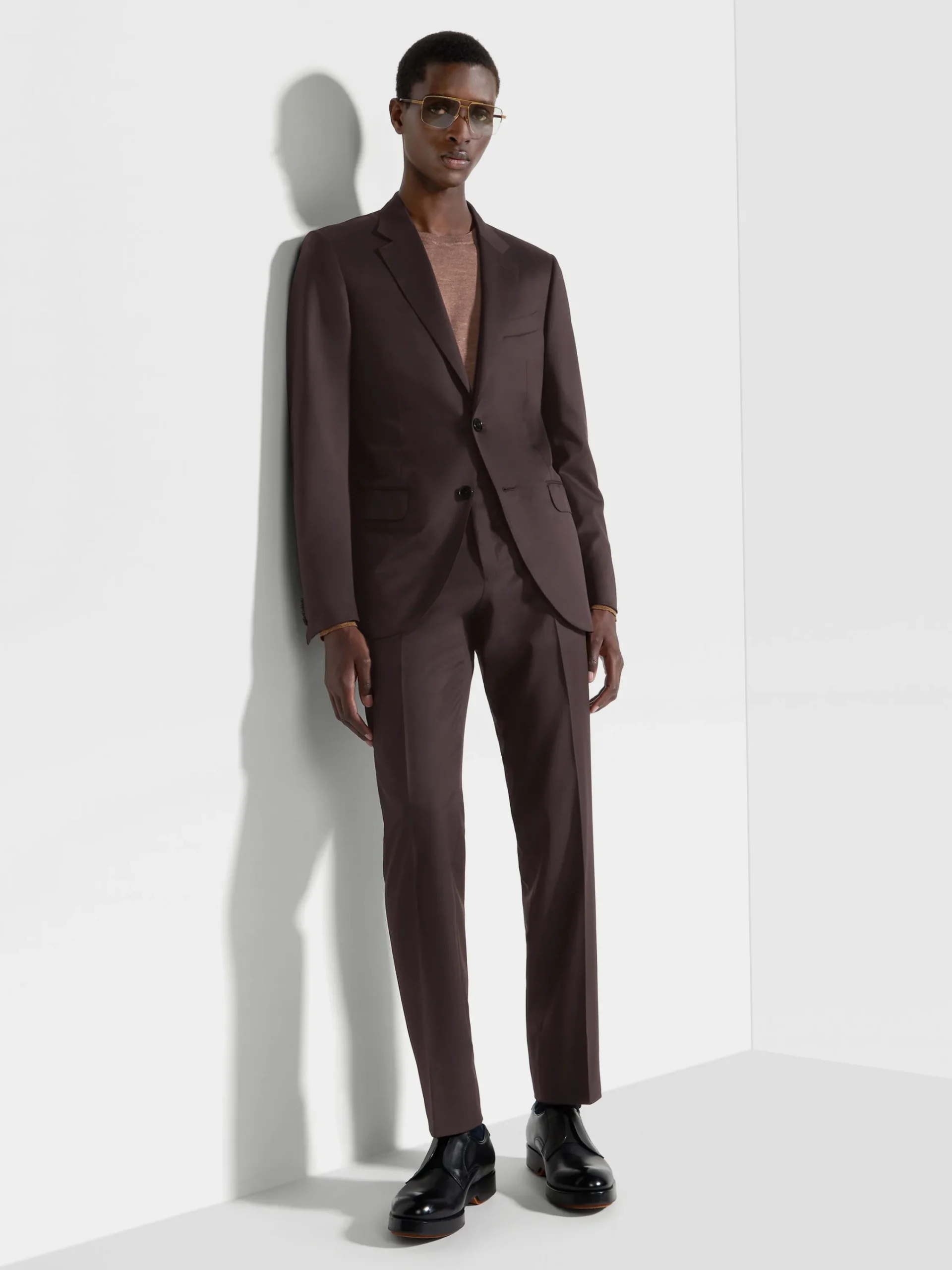 Suits>ZEGNA Dark Brown Centoventimila Wool Suit DarkBrown