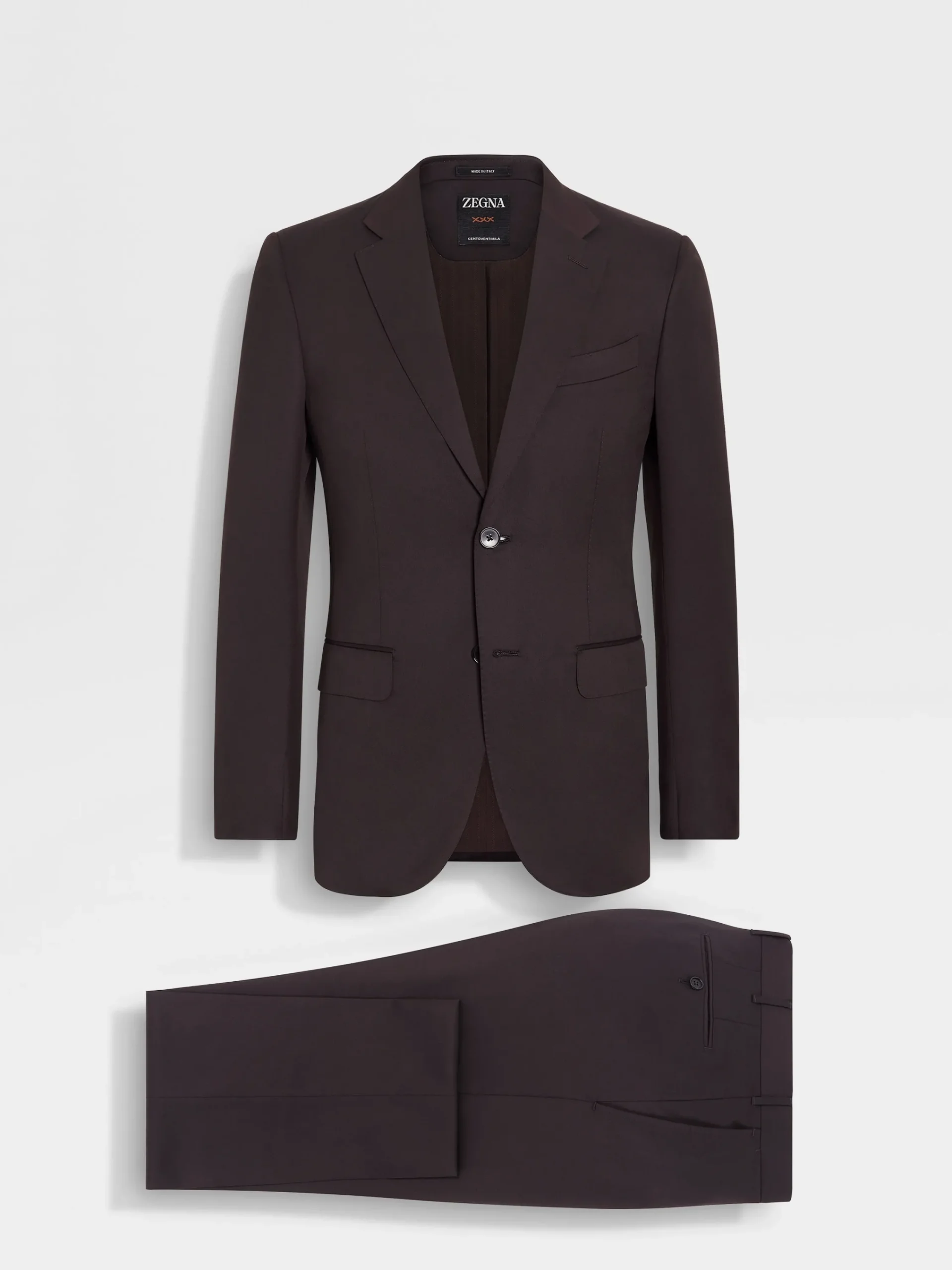 Suits>ZEGNA Dark Brown Centoventimila Wool Suit DarkBrown