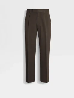 Pants>ZEGNA Dark Brown Cotton and Wool Pants DarkBrown