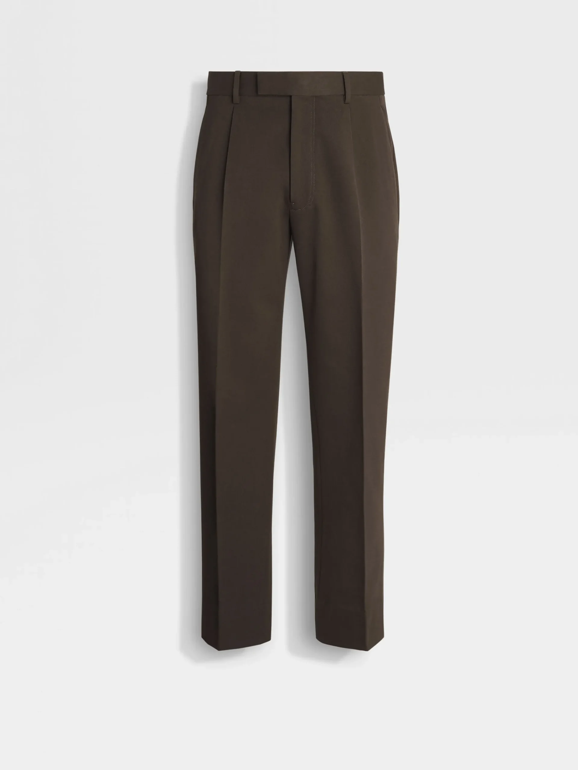 Pants>ZEGNA Dark Brown Cotton and Wool Pants DarkBrown