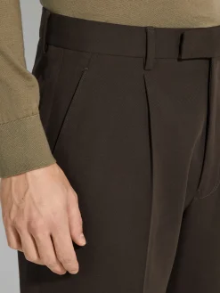 Pants>ZEGNA Dark Brown Cotton and Wool Pants DarkBrown
