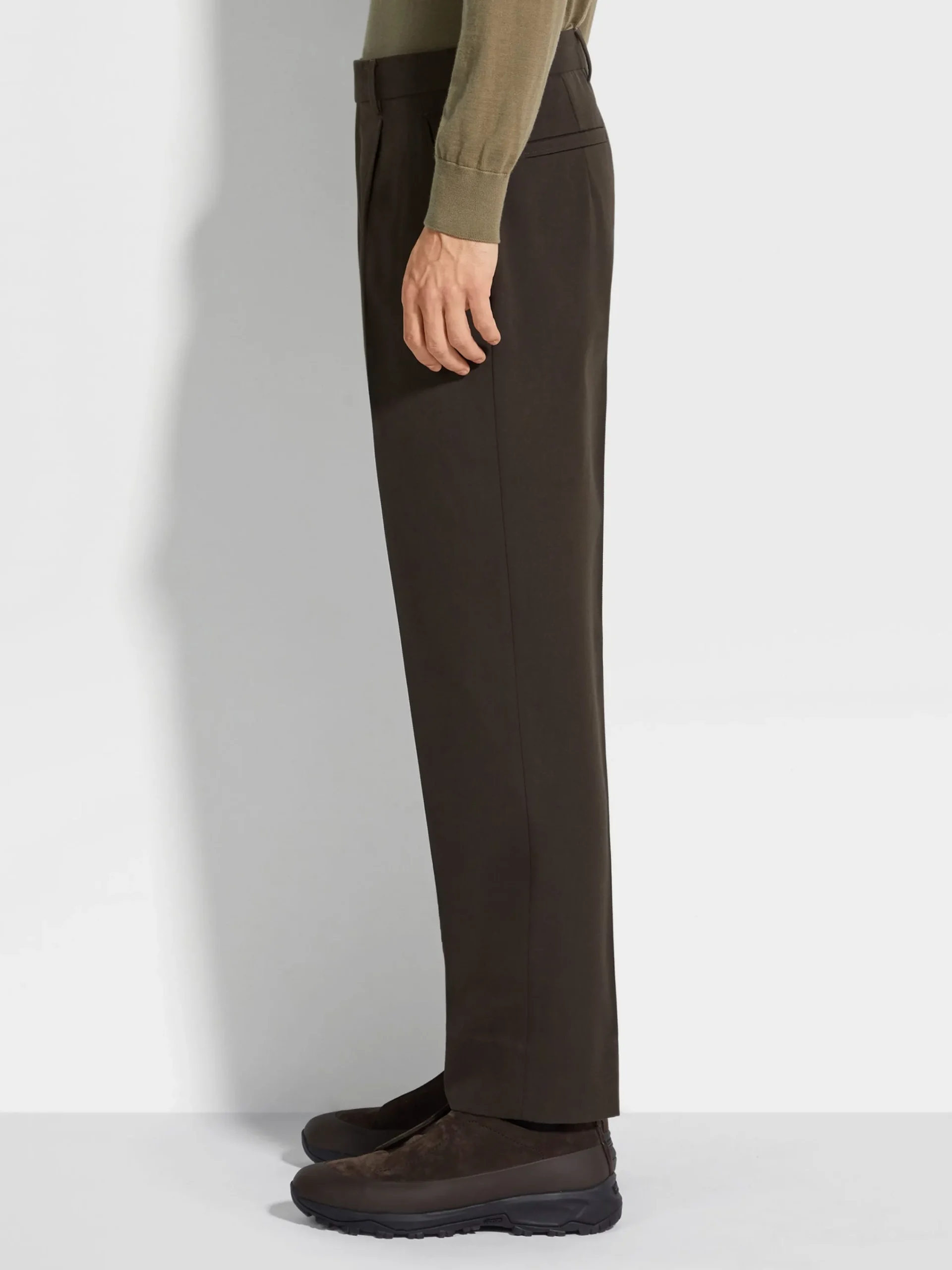Pants>ZEGNA Dark Brown Cotton and Wool Pants DarkBrown