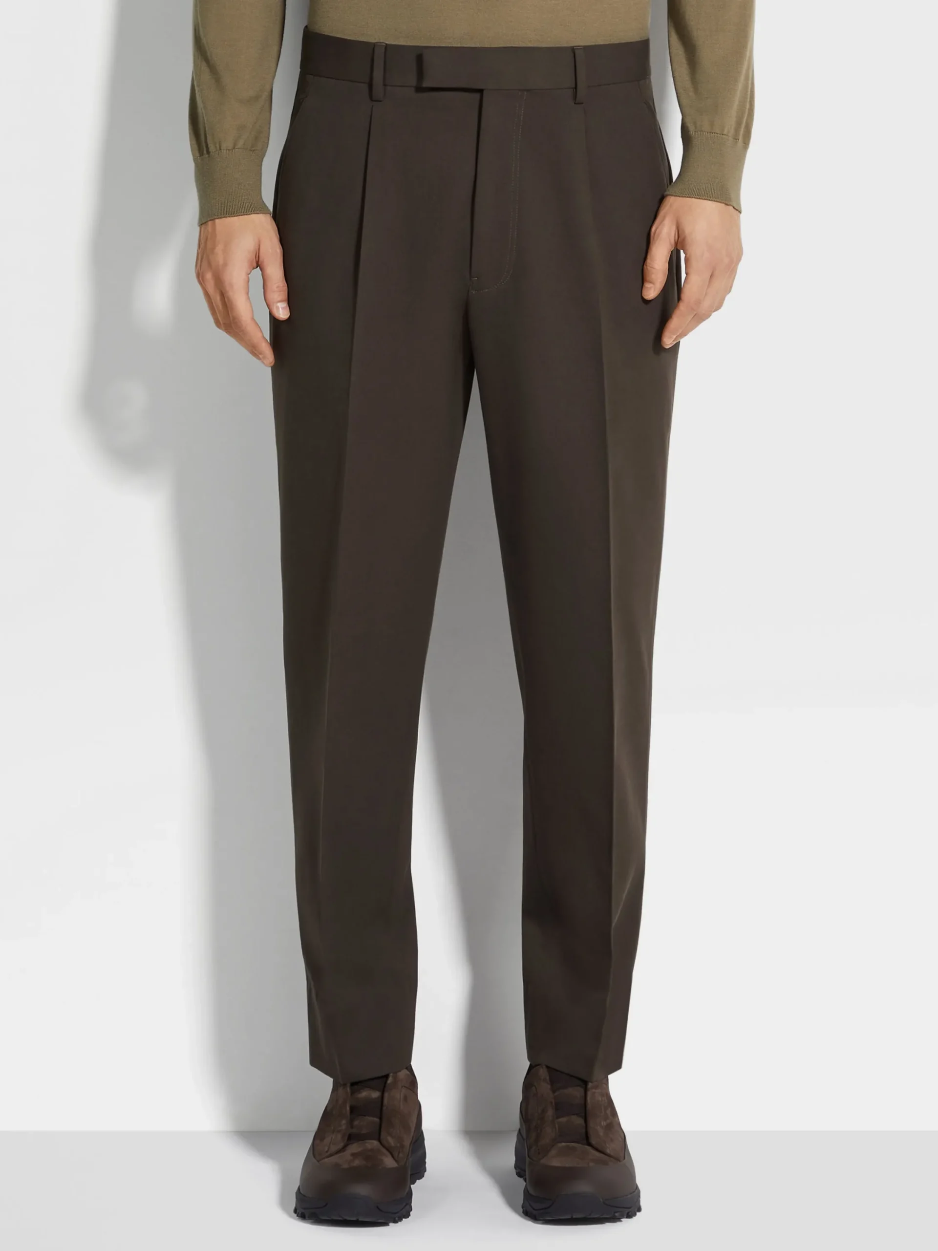 Pants>ZEGNA Dark Brown Cotton and Wool Pants DarkBrown
