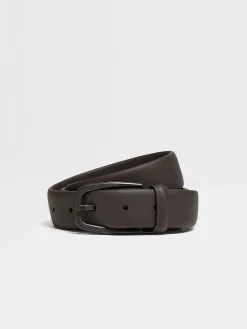 Belts>ZEGNA Dark Brown Leather Belt DarkBrown