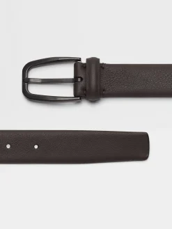 Belts>ZEGNA Dark Brown Leather Belt DarkBrown