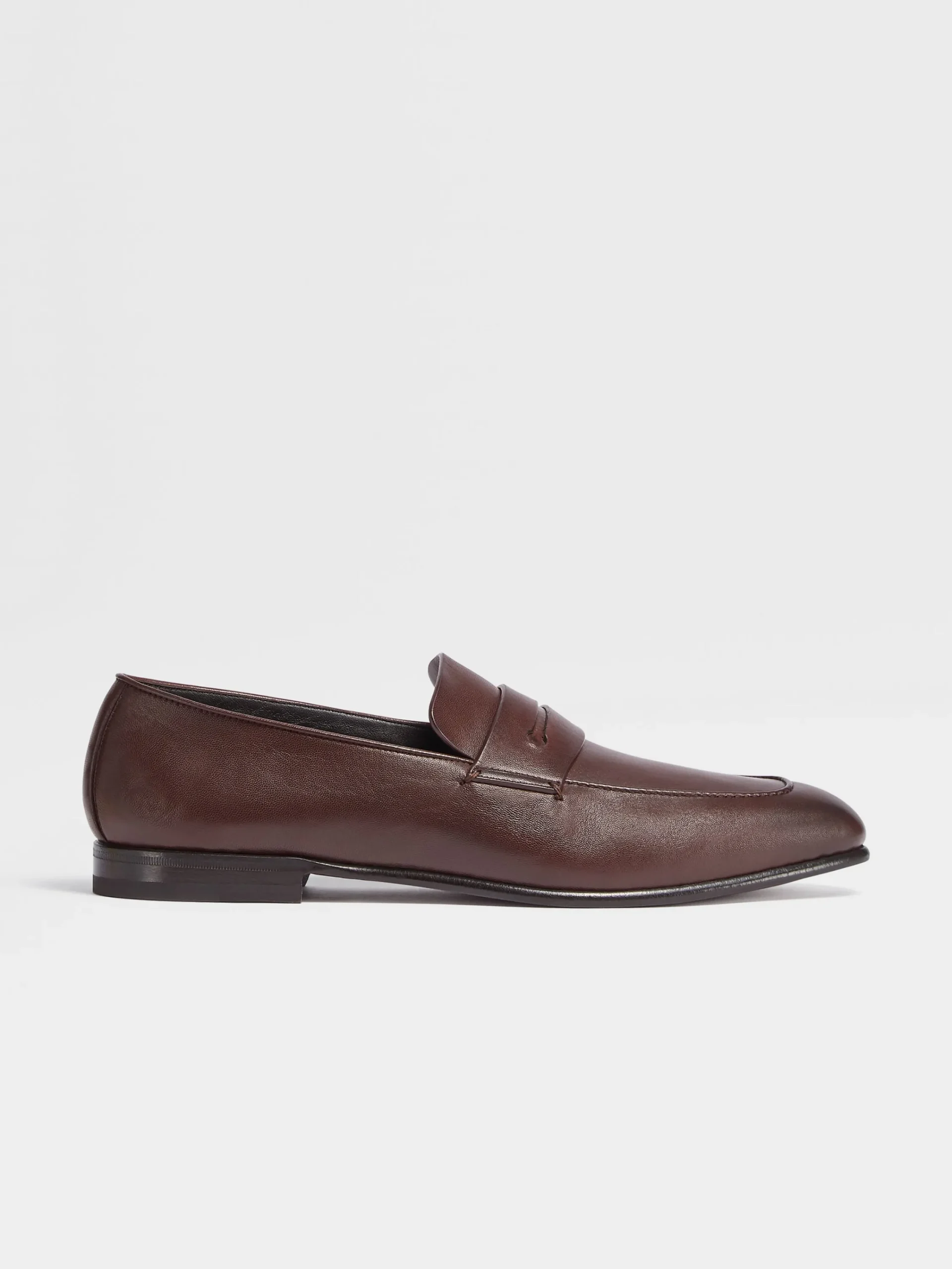 Loafers>ZEGNA Dark Brown Leather L'Asola Loafers DarkBrown