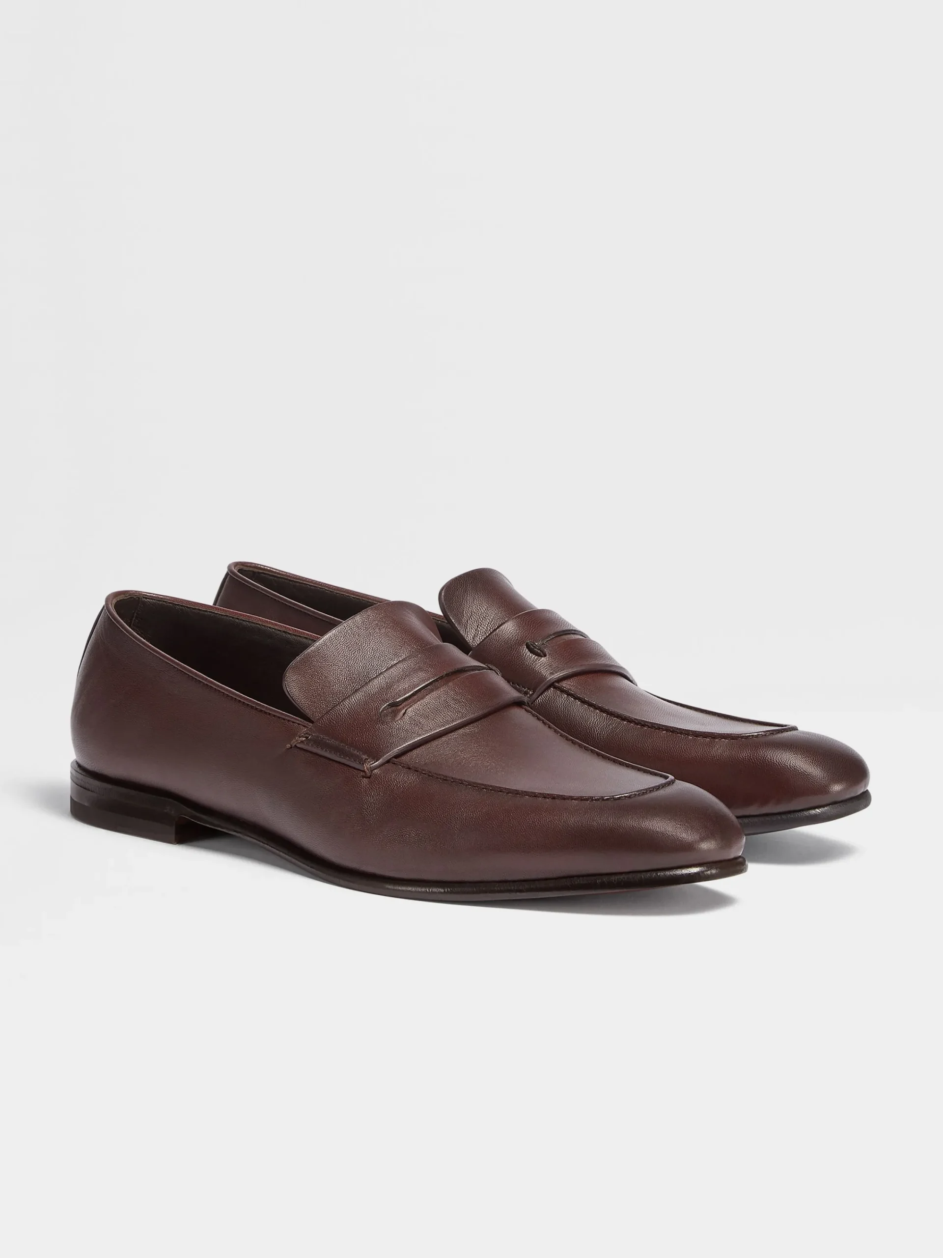 Loafers>ZEGNA Dark Brown Leather L'Asola Loafers DarkBrown