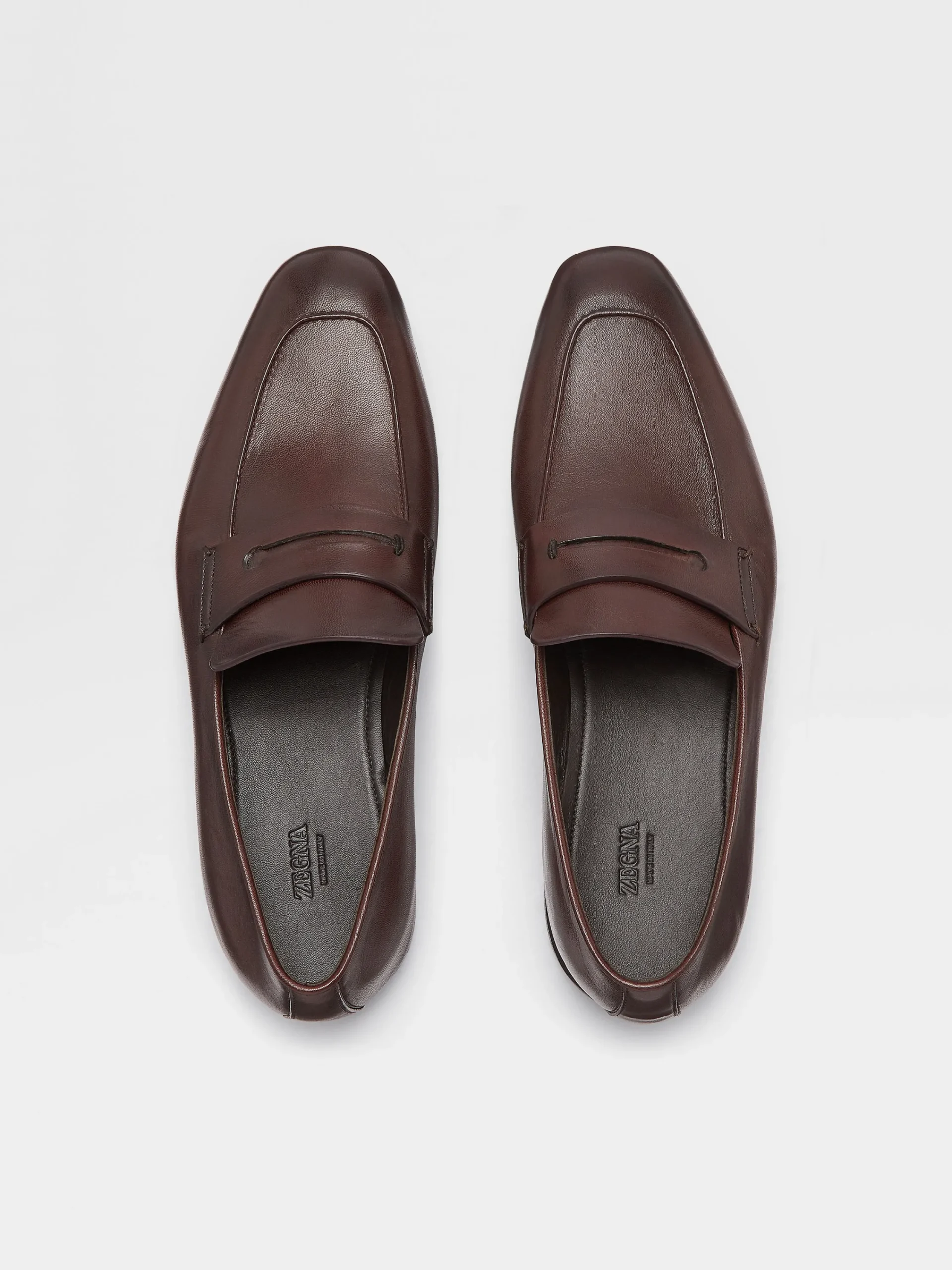 Loafers>ZEGNA Dark Brown Leather L'Asola Loafers DarkBrown