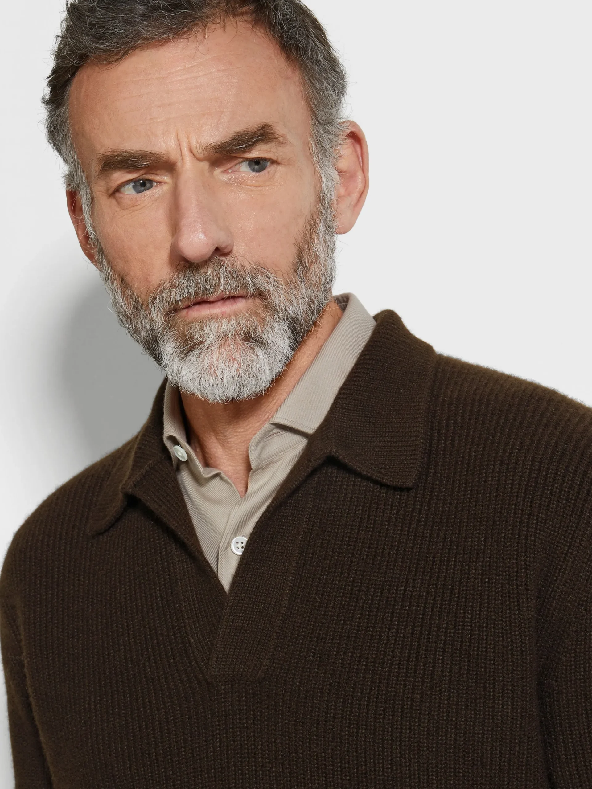 Polo Shirts|Sweaters>ZEGNA Dark Brown Mélange Oasi Cashmere Polo Shirt DarkBrownMélange