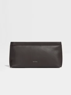 Small Gifts|Travel In Style>ZEGNA Dark Brown SECONDSKIN Clutch DarkBrown
