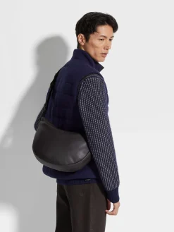 Travel In Style|Bags And Wallets>ZEGNA Dark Brown SECONDSKIN Hobo Panorama Micro Bag DarkBrown