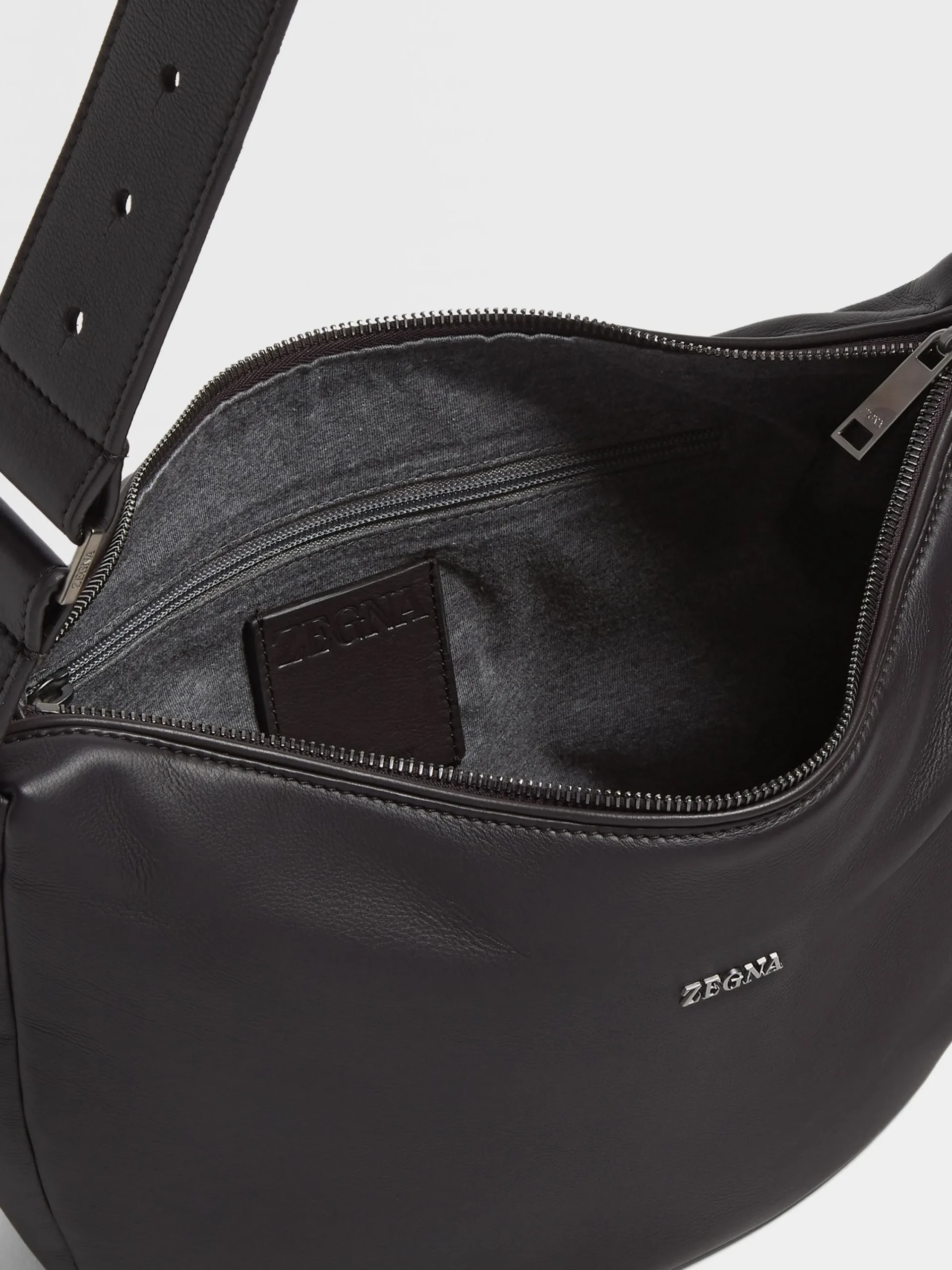 Travel In Style|Bags And Wallets>ZEGNA Dark Brown SECONDSKIN Hobo Panorama Micro Bag DarkBrown