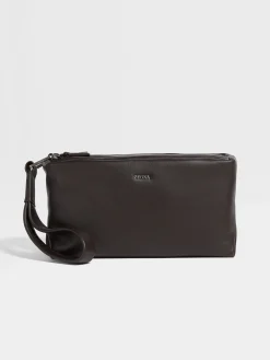 Small Gifts|Travel In Style>ZEGNA Dark Brown SECONDSKIN Softy Pouch DarkBrown