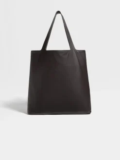 Travel In Style|Bags And Wallets>ZEGNA Dark Brown SECONDSKIN Tote Bag DarkBrown