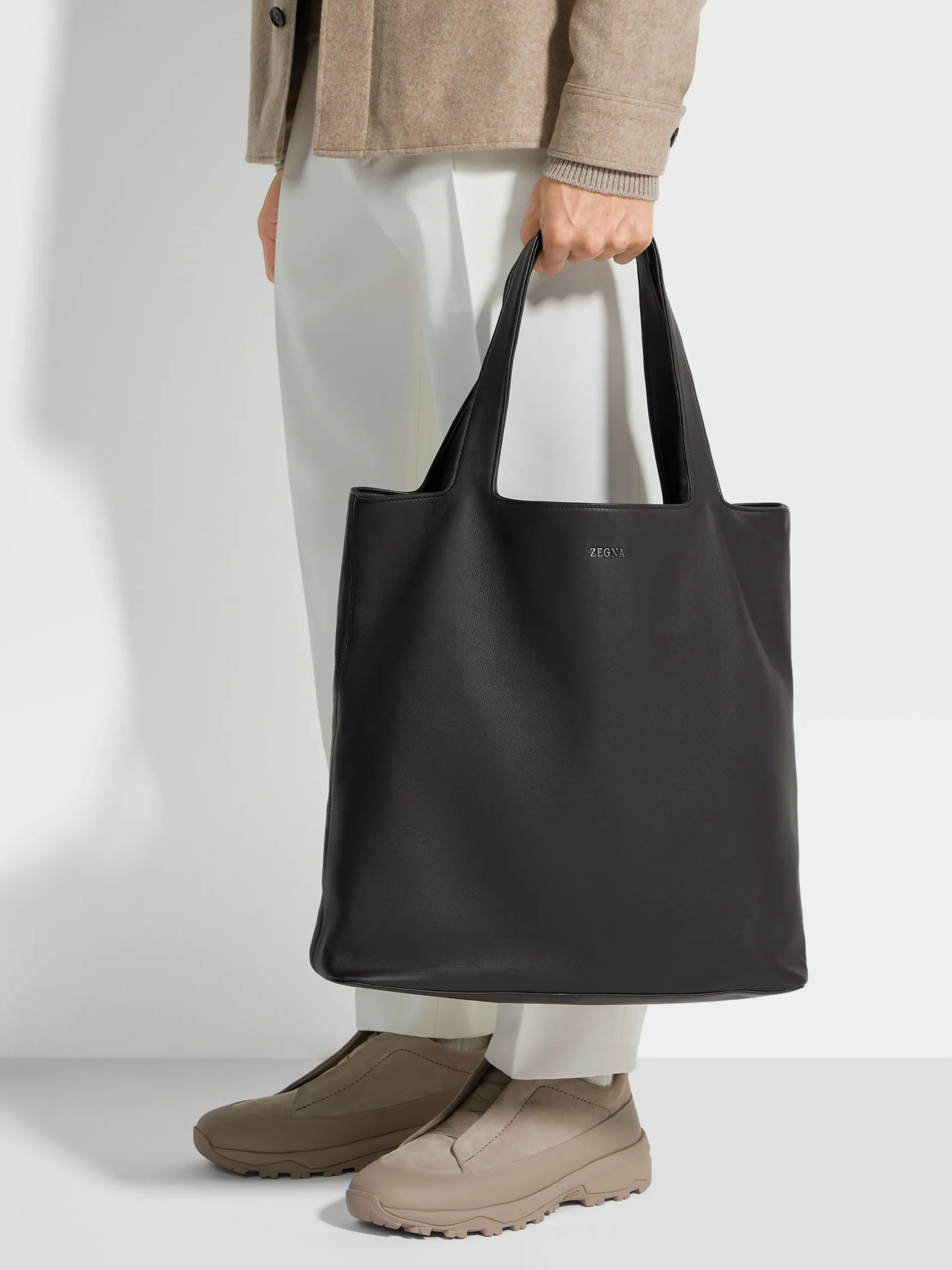 Travel In Style|Bags And Wallets>ZEGNA Dark Brown SECONDSKIN Tote Bag DarkBrown