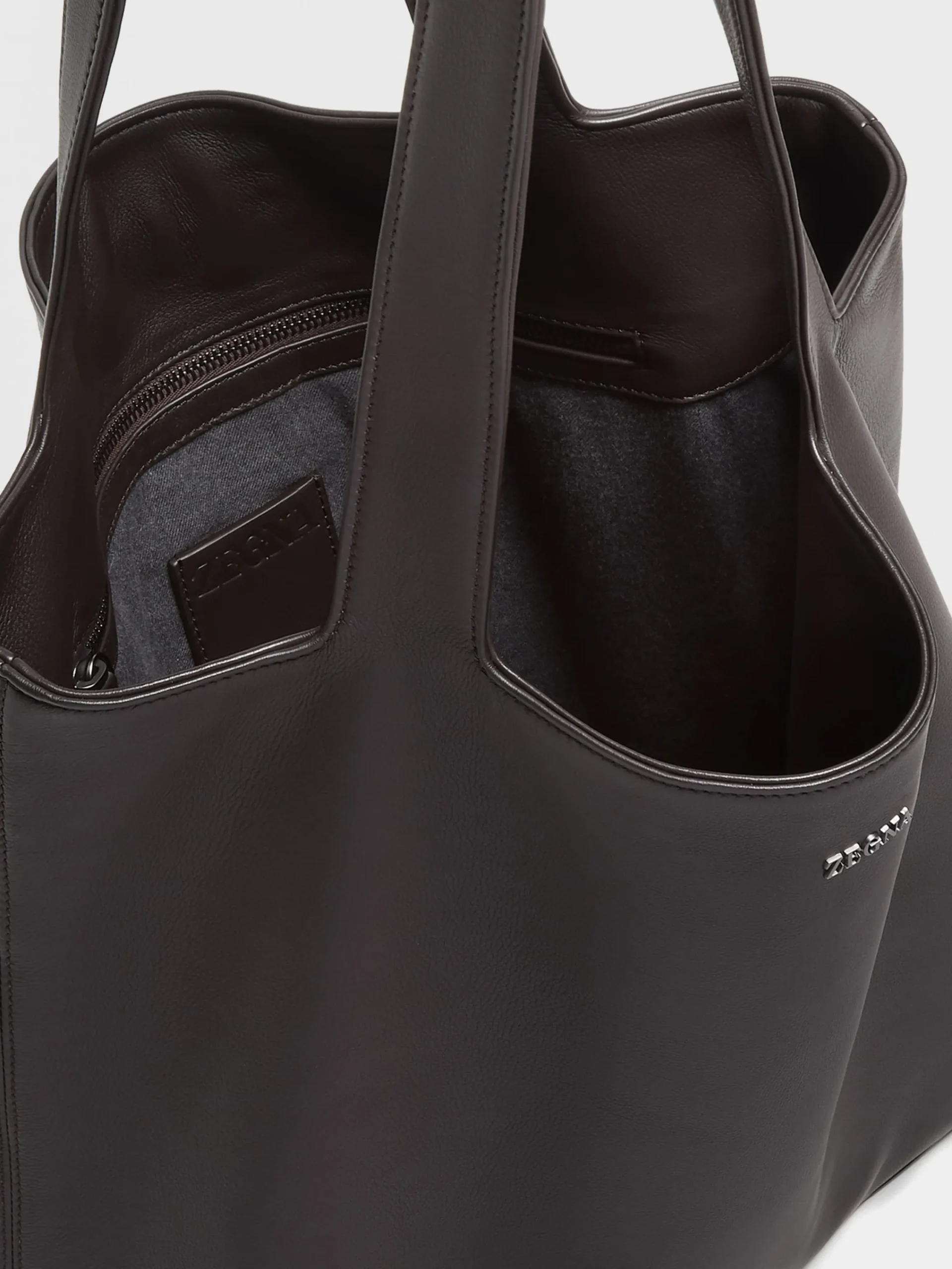 Travel In Style|Bags And Wallets>ZEGNA Dark Brown SECONDSKIN Tote Bag DarkBrown