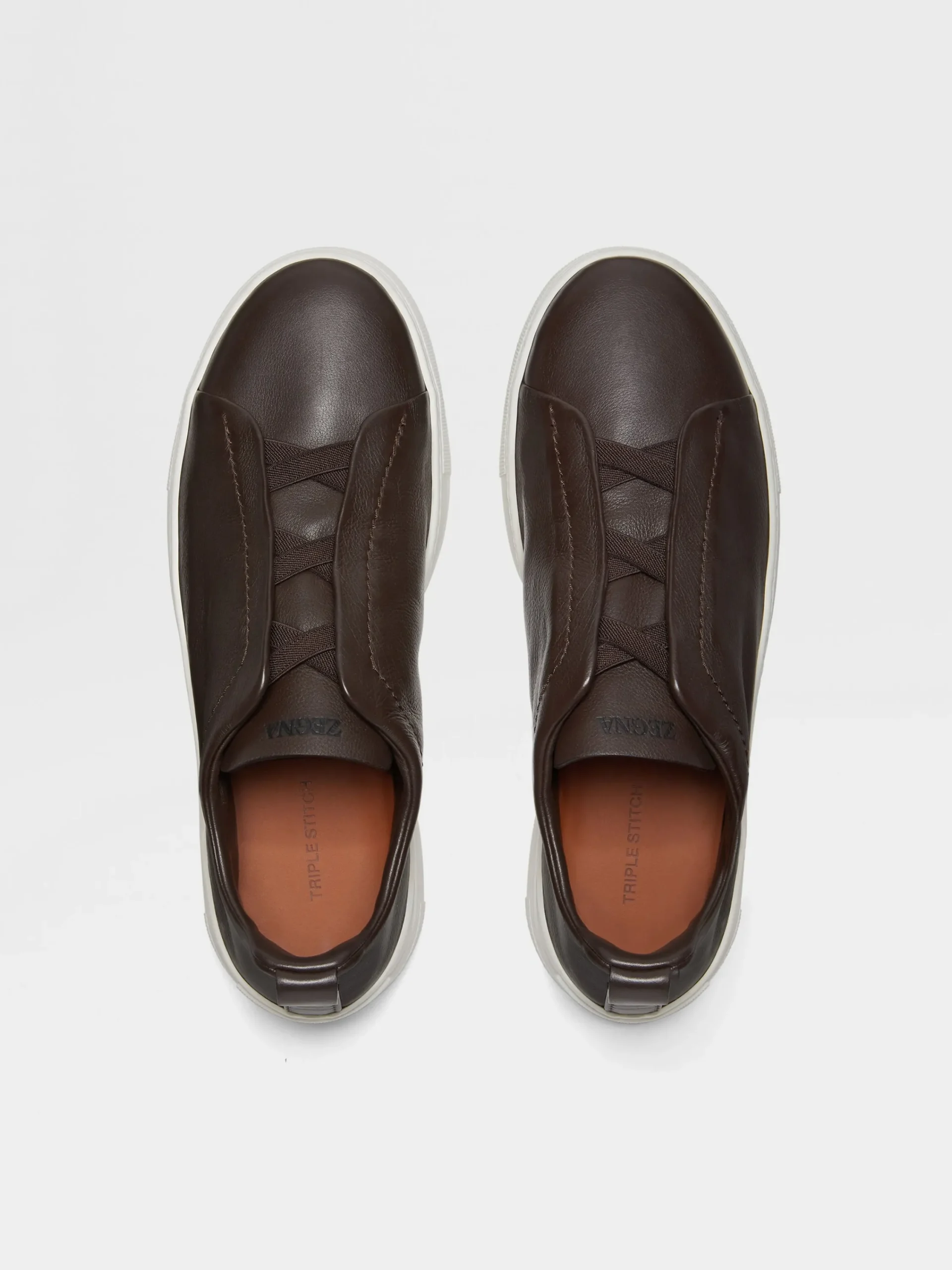 Travel In Style|Sneakers>ZEGNA Dark Brown Triple Stitch™ SECONDSKIN Sneakers DarkBrown