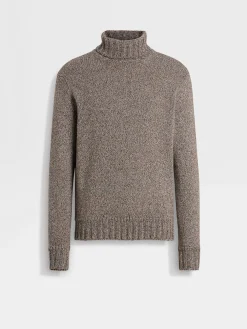 Travel In Style|Sweaters>ZEGNA Dark Foliage and Taupe Oasi Cashmere Turtleneck DarkFoliage/Taupe