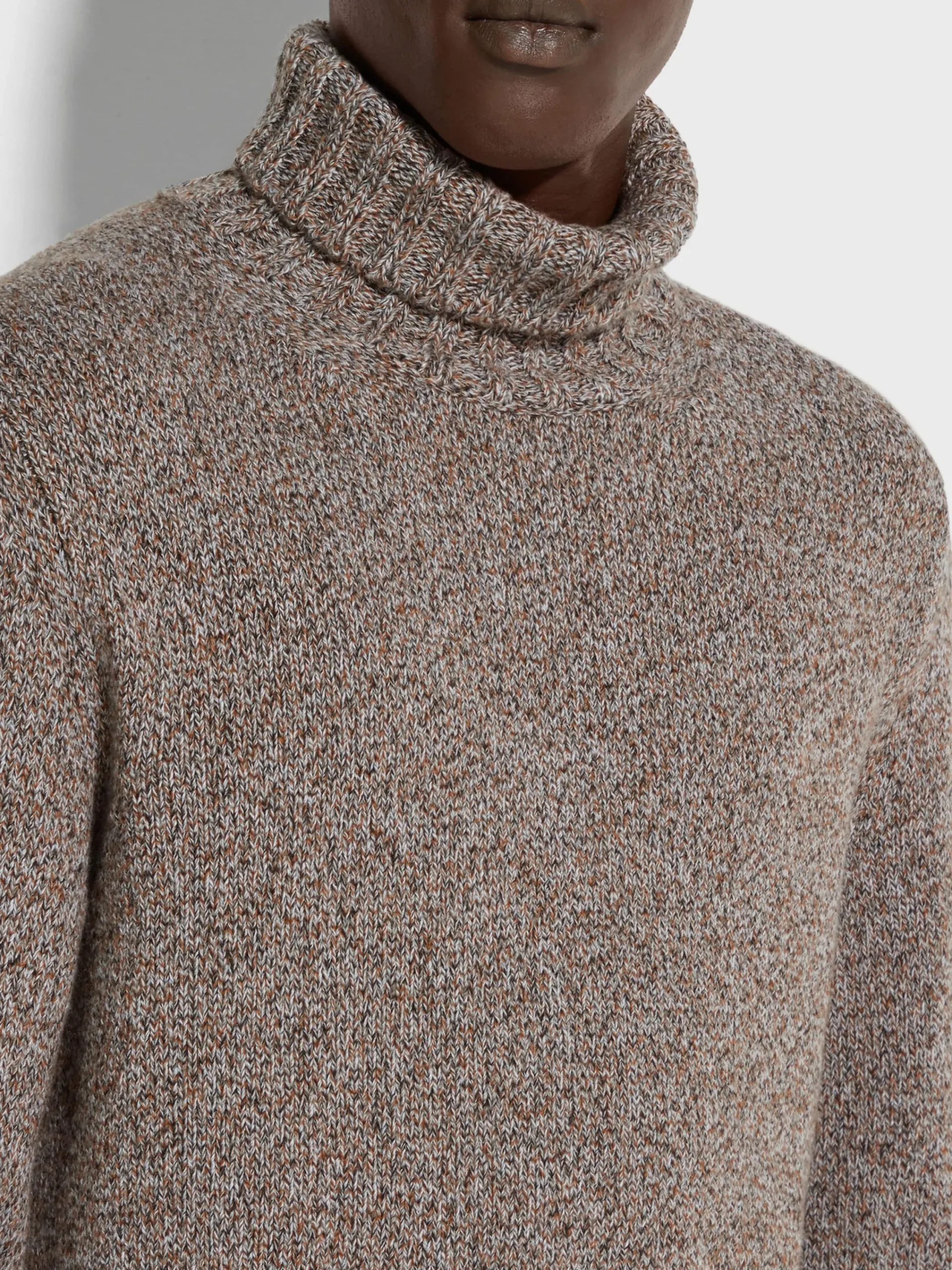 Travel In Style|Sweaters>ZEGNA Dark Foliage and Taupe Oasi Cashmere Turtleneck DarkFoliage/Taupe