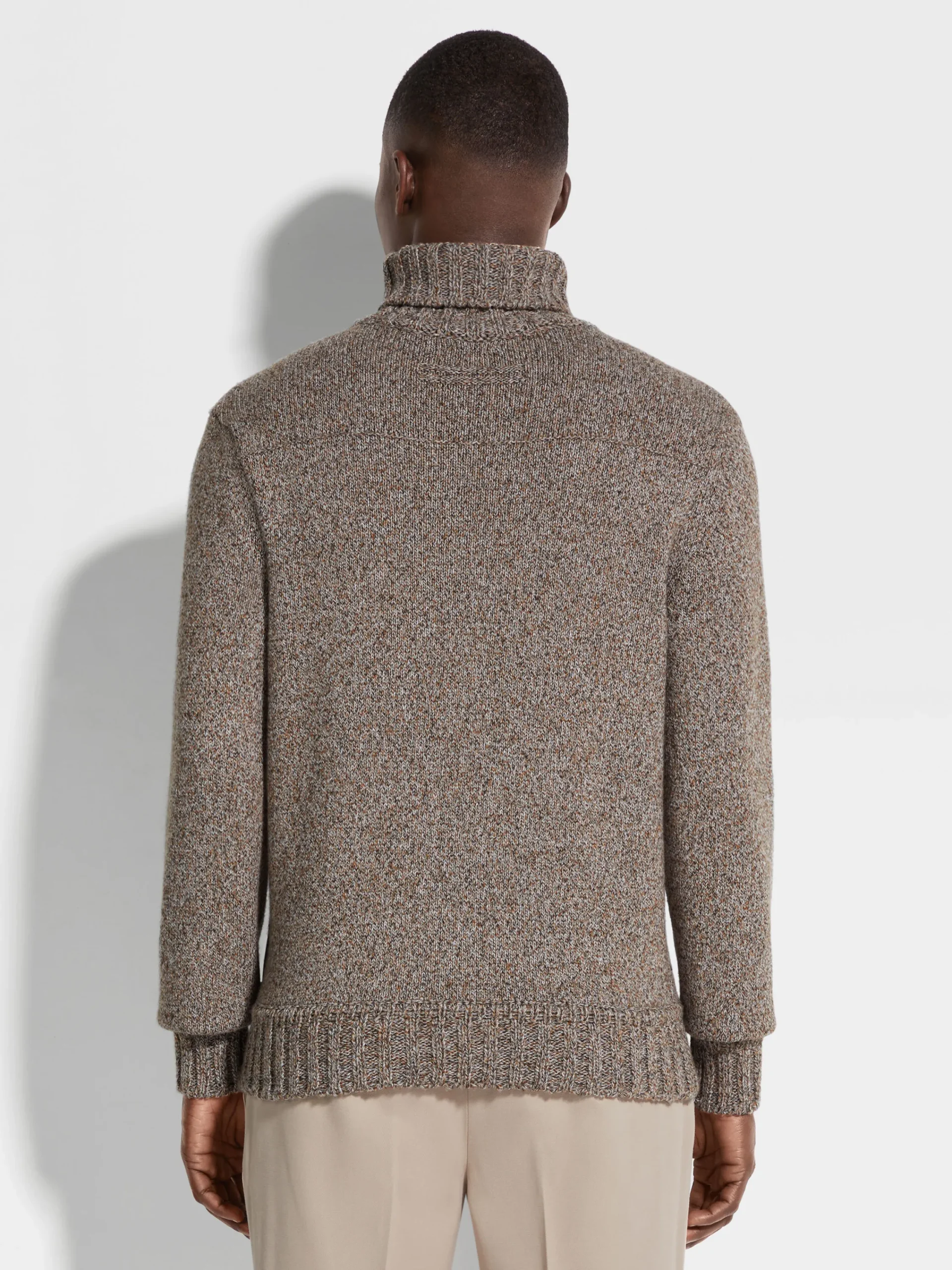 Travel In Style|Sweaters>ZEGNA Dark Foliage and Taupe Oasi Cashmere Turtleneck DarkFoliage/Taupe