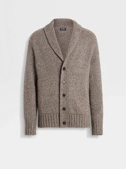 Travel In Style|Sweaters>ZEGNA Dark Foliage and Taupe Oasi Cashmere Cardigan DarkFoliage/Taupe