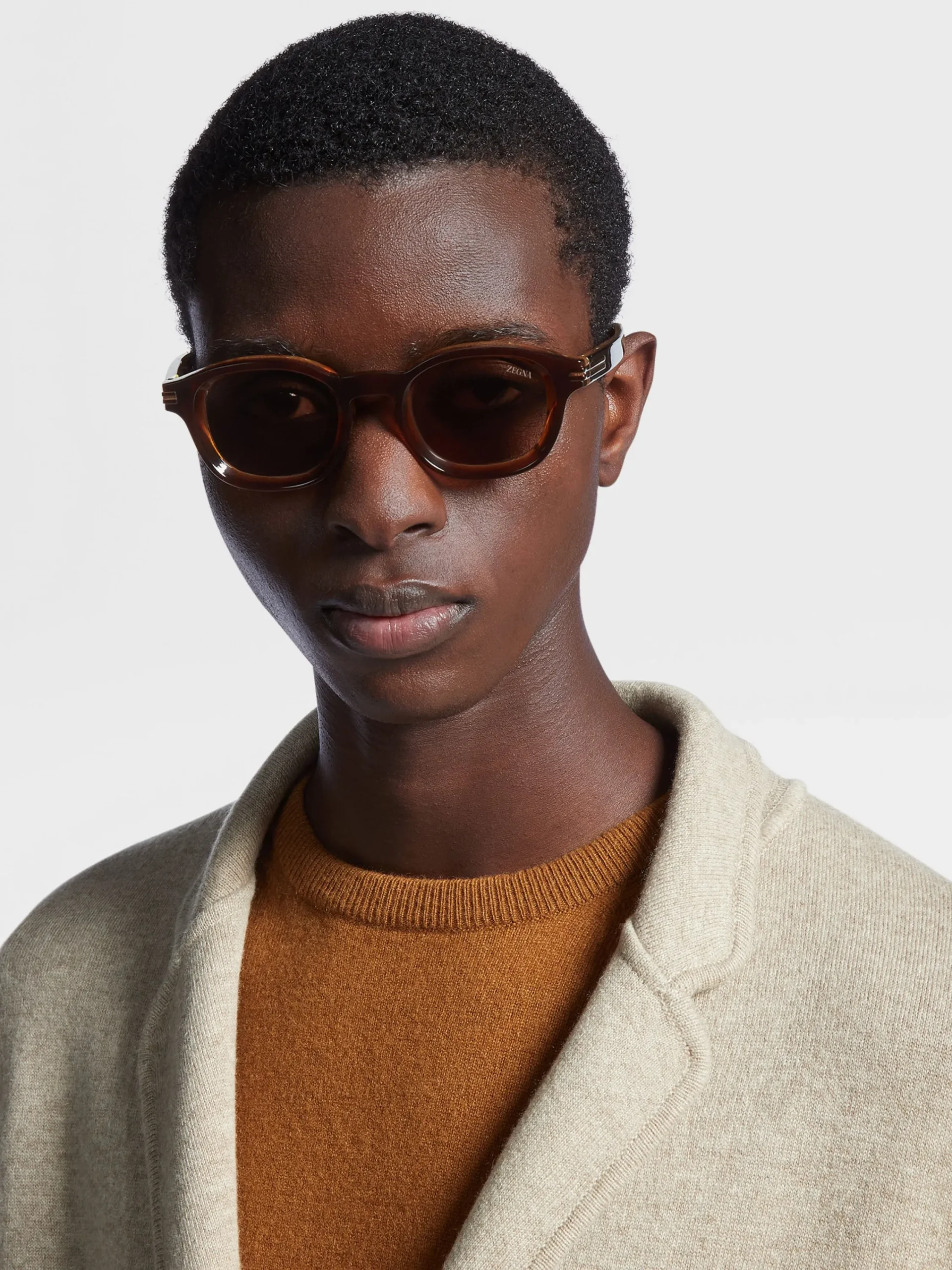 Sunglasses>ZEGNA Dark Foliage Aurora I Acetate Sunglasses DarkFoliage
