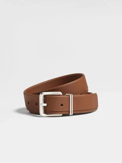 Belts>ZEGNA Dark Foliage Leather Belt DarkFoliage