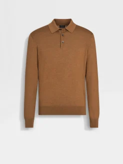 Sweaters>ZEGNA Dark Foliage Mélange Cashseta Polo Shirt DarkFoliageMélange